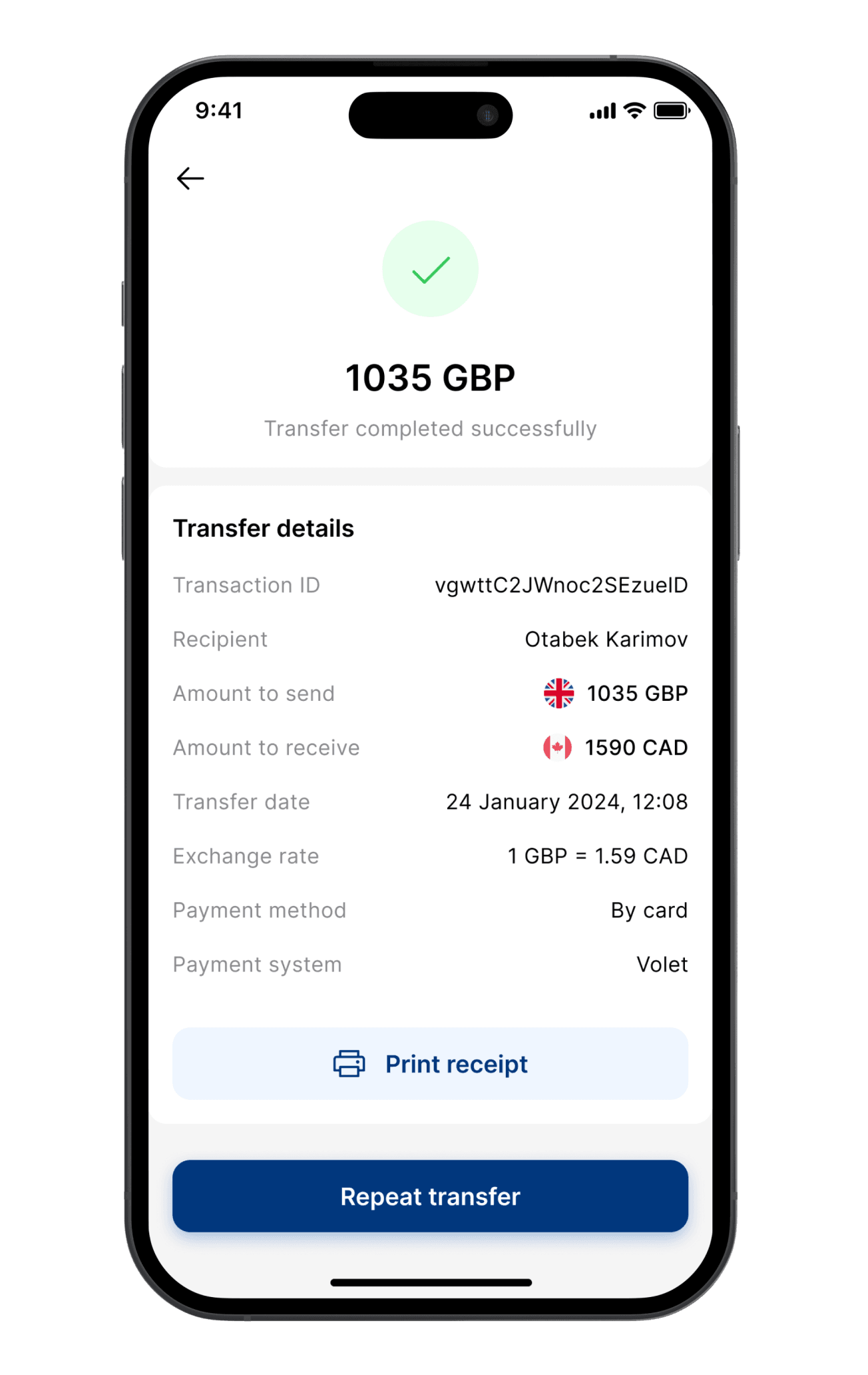 Funds delivered